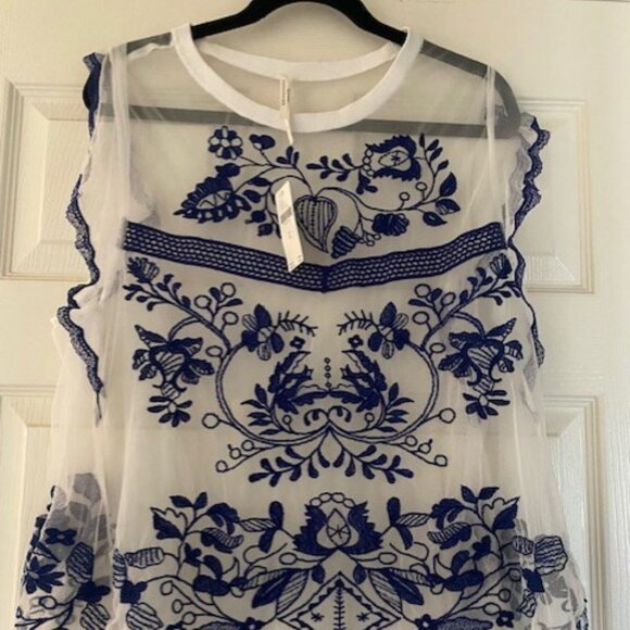 Anthropologie Tops - Anthropologie Sheer embroidered shirt